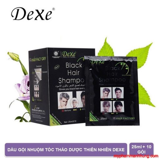 Dầu gội đen tóc Dexe 100% thảo dược 25ml x10