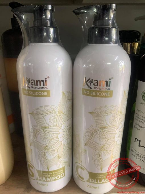 CẶP DẦU GỘI XẢ COLLAGEN KHÔNG CHỨA SILICONE KAMI 750ML X2