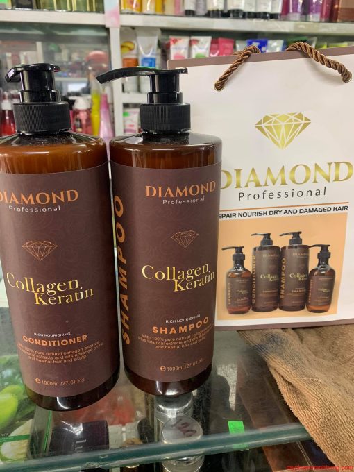 Cặp Dầu Gội Xả DIAMOND collagen keratin 1000ml x2