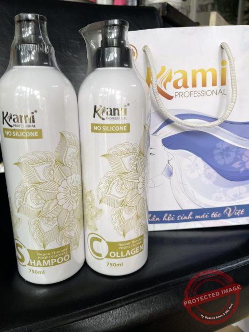 CẶP DẦU GỘI XẢ COLLAGEN KHÔNG CHỨA SILICONE KAMI 750ML X2