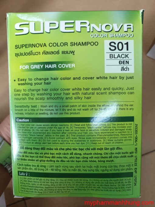 Dầu gội nhuộm đen nâu tóc SUPERNOVA Thailand hộp 12 gói x 30ml
