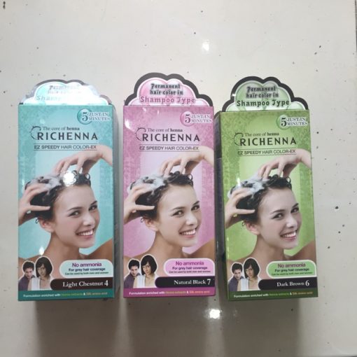 Thuốc nhuộm tóc phủ bạc dạng gội Richenna EZ Perfume Speedy Hair Color 60g x2