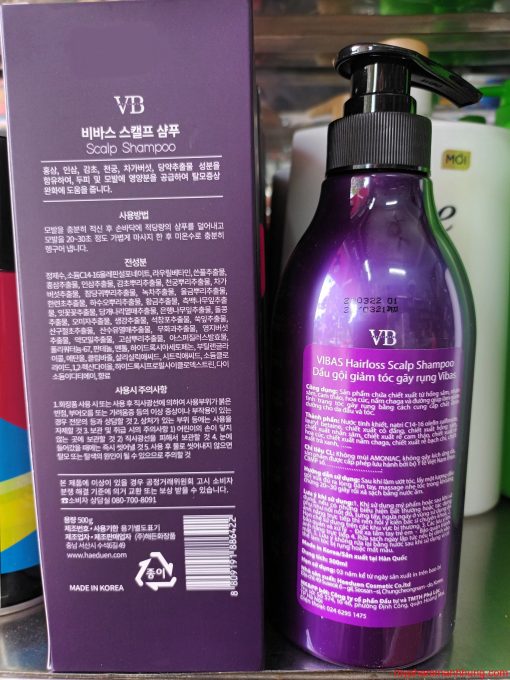 Dầu Gội Giảm Tóc Gãy Rụng Vibas Hair Loss Scalp Shampoo 500ml