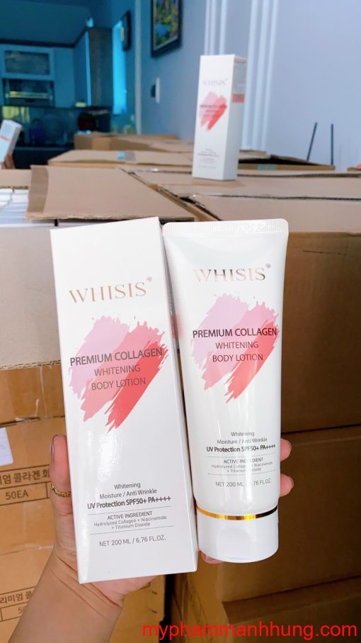 Kem Dưỡng Thể Trắng Da Chống Nắng WHISIS Premium Collagen Whitening Body Lotion 200ml