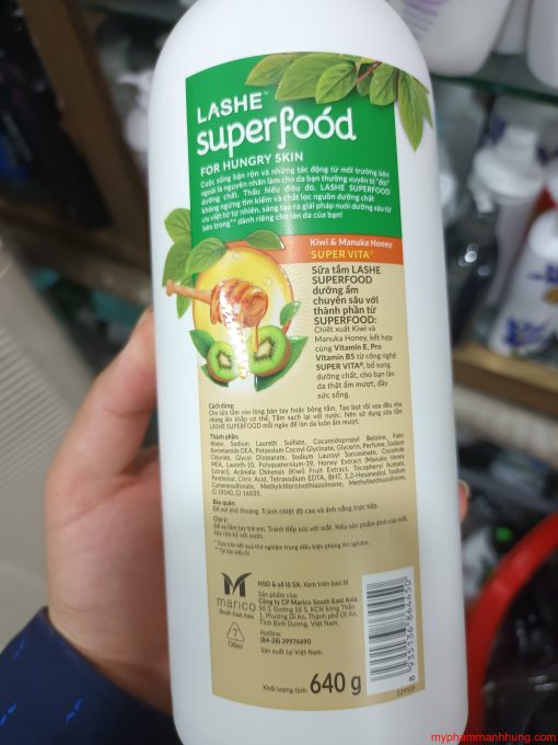 Sữa tắm dưỡng da LASHE Superfood 640g