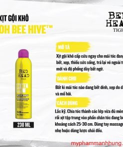 Xịt gội khô làm sạch và tạo phồng TIGI Bed Head Oh Bee Hive 238ml