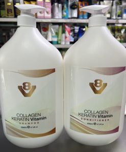 Cặp Dầu Gội Xả Collagen Keratin Vitamin V8 2000ml x2