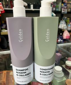 Cặp Dầu Gội Xả Keratin Collagen Thơm Mượt GOLDEN 750ml x2